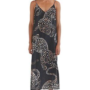 Desmond and Dempsey Black Leopard Print Dress/Nightgown